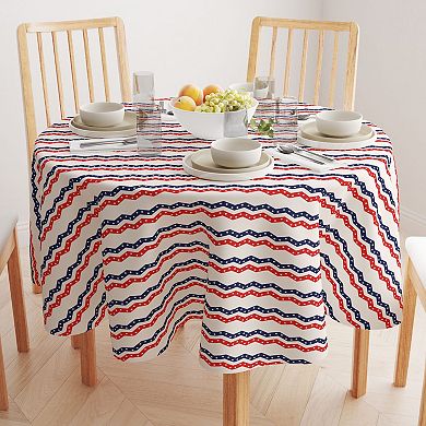 Round Tablecloth, 100% Polyester, 60" Round, Patriotic Chevron
