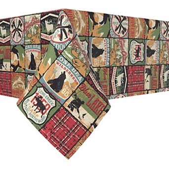 Rectangular Tablecloth, 100% Cotton, 52x84", Great Outdoors Patchwork