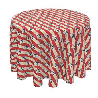 Round Tablecloth, 100% Polyester, 90" Round, USA Stars