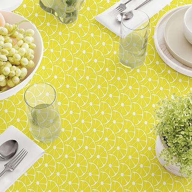 Round Tablecloth, 100% Polyester, 70" Round, Allover Lemon Slices