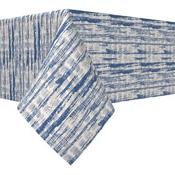 Rectangular Tablecloth, 100% Cotton, 52x120", Blue Batik Stripe