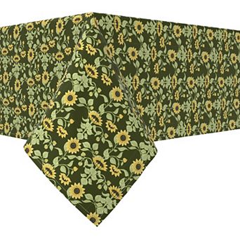 Rectangular Tablecloth, 100% Cotton, 52x84", Floral 114