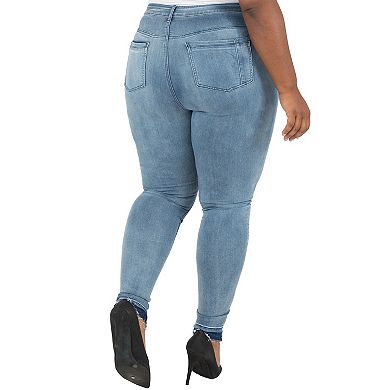 Plus Size Women's Curvy Fit Corrine Frayed Hem Distressed Jeans