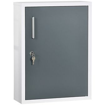 Kleankin Wall Medicine Cabinet With Lock, Medical Cabinet, White And Grey