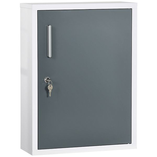 Kleankin Wall Medicine With Lock, Medical White And Grey