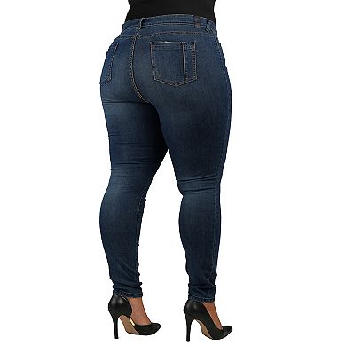 Women's Plus Size Curvy Fit High Rise Stretch Denim Skinny Jeans