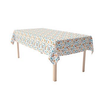 Rectangular Tablecloth, 100% Cotton, 60x84", Hand Drawn Marine Life