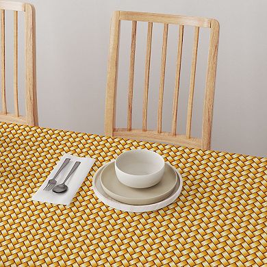 Square Tablecloth, 100% Polyester, 70x70", Gold Shine Basketwork