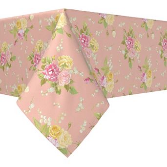 Rectangular Tablecloth, 100% Cotton, 60x84", Simple Floral Bouquet