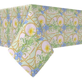 Rectangular Tablecloth, 100% Cotton, 52x120", Floral 140