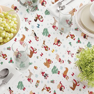 Square Tablecloth, 100% Cotton, 52x52", Holiday Dogs