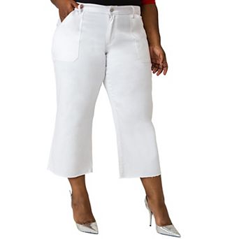 Briona Curvy Fit Stretch Denim Wide Leg Cropped Jean
