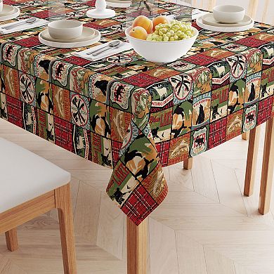Square Tablecloth, 100% Polyester, 70x70", Great Outdoors Patchwork