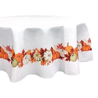 Round Tablecloth, 100% Polyester, 90" Round, Pumpkin Garland