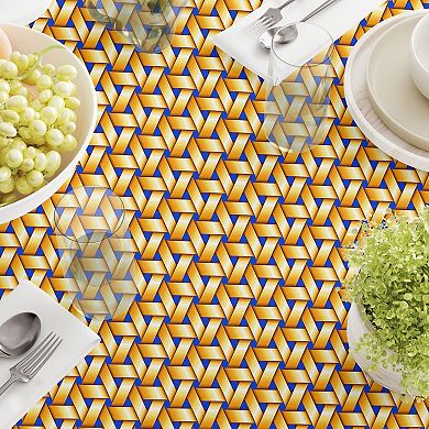 Rectangular Tablecloth, 100% Polyester, 60x84", Handmade Straw Wicker