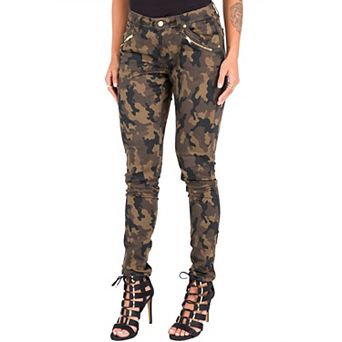 Maya Curvy Fit Metal Zipper Midrise Skinny Camo Jeans