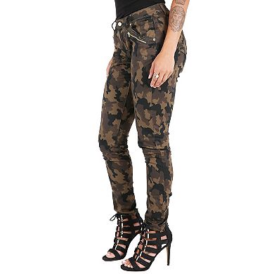 Maya Curvy Fit Metal Zipper Midrise Skinny Camo Jeans