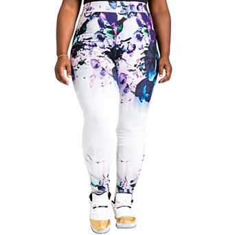 Plus Size Lena Floral Print Activewear Tracksuit Leggings