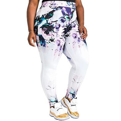 Plus Size Lena Floral Print Activewear Tracksuit Leggings