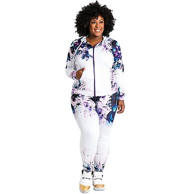 Plus Size Lena Floral Print Activewear Tracksuit Leggings