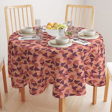Round Tablecloth, 100% Polyester, 60" Round, Fall Season Maple Leaves