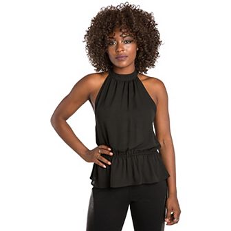 Kenzy Chiffon Halter Top With Button Back