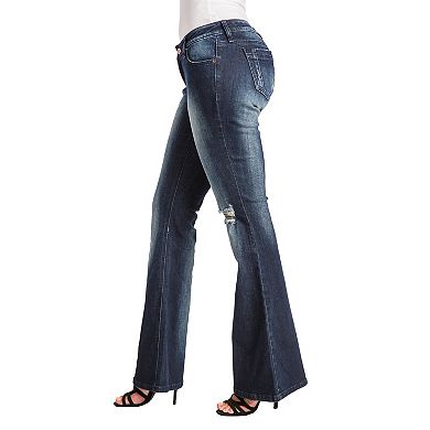 Kylie Curvy Fit Stretch Denim Distressed Flare Jeans
