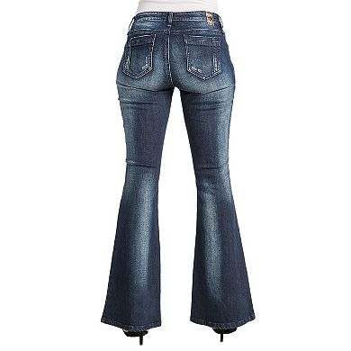 Kylie Curvy Fit Stretch Denim Distressed Flare Jeans