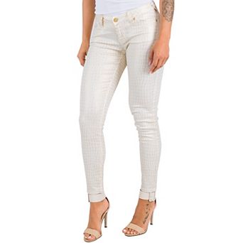 Chloe Curvy Fit Coated Crocodile Animal Print Skinny Lowrise Jeans