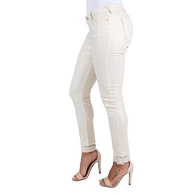 Chloe Curvy Fit Coated Crocodile Animal Print Skinny Lowrise Jeans