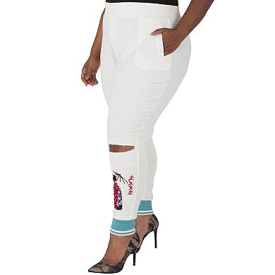 Plus Size Akira French Terry Embroidery Ankle Jogger Pants