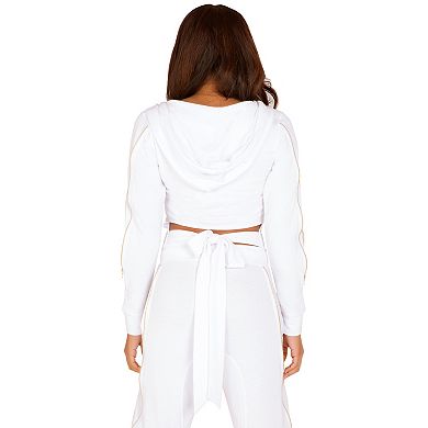 Rachel Zip Up Tie Back Hoodie With Cut-Out