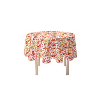 Round Tablecloth, 100% Polyester, 90" Round, Hibiscus Island Style