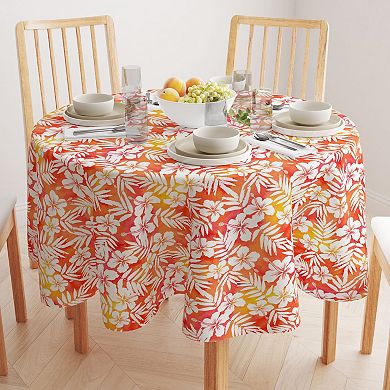 Round Tablecloth, 100% Polyester, 90" Round, Hibiscus Island Style