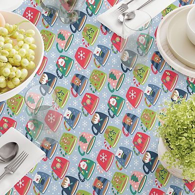 Square Tablecloth, 100% Cotton, 52x52", Holiday Hot Cocoa Mugs