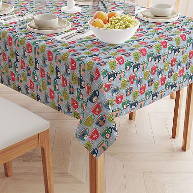Square Tablecloth, 100% Cotton, 52x52", Holiday Hot Cocoa Mugs