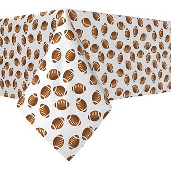 Rectangular Tablecloth, 100% Cotton, 52x120", Allover Football Pattern
