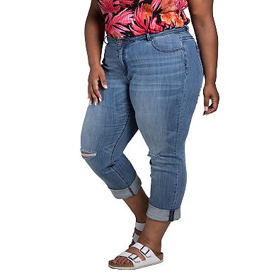 Verla True Plus Size Curvy Fit Slight Rip Boyfriend Jeans