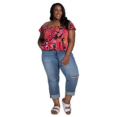 Verla True Plus Size Curvy Fit Slight Rip Boyfriend Jeans