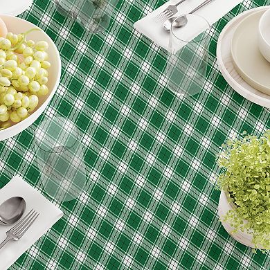 Round Tablecloth, 100% Polyester, 70" Round, Christmas Green Plaid