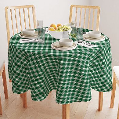 Round Tablecloth, 100% Polyester, 70" Round, Christmas Green Plaid