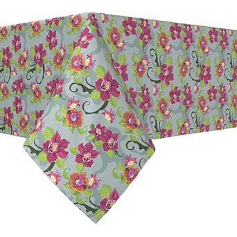 Rectangular Tablecloth, 100% Polyester, 60x84", Tropical Flower Pattern