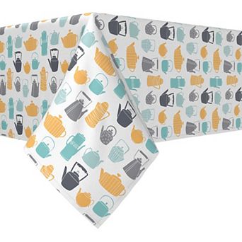 Square Tablecloth, 100% Polyester, 60x60", Vintage Teapots