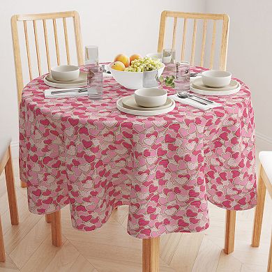 Round Tablecloth, 100% Polyester, 70" Round, Decorated Heart Shaped Cookies