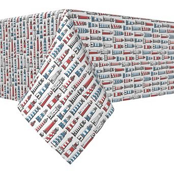 Rectangular Tablecloth, 100% Cotton, 52x84", Retro Lighthouses