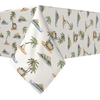 Rectangular Tablecloth, 100% Cotton, 52x120", Retro Surf