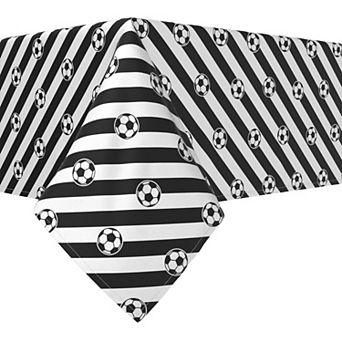 Rectangular Tablecloth, 100% Cotton, 60x104", Soccer Ball Stripe