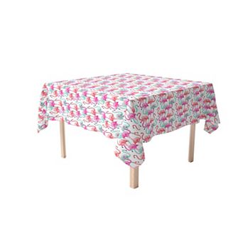 Square Tablecloth, 100% Cotton, 52x52", Flamingo Beach