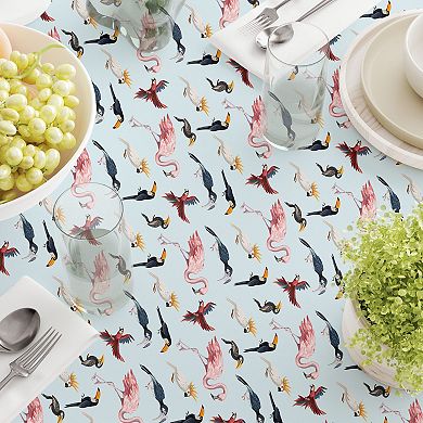 Rectangular Tablecloth, 100% Cotton, 52x120", Jungle Birds
