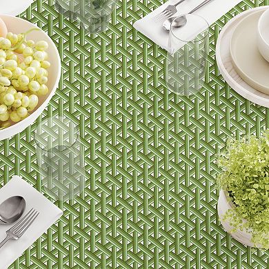 Rectangular Tablecloth, 100% Polyester, 60x120", Intertwined Green Wicker
